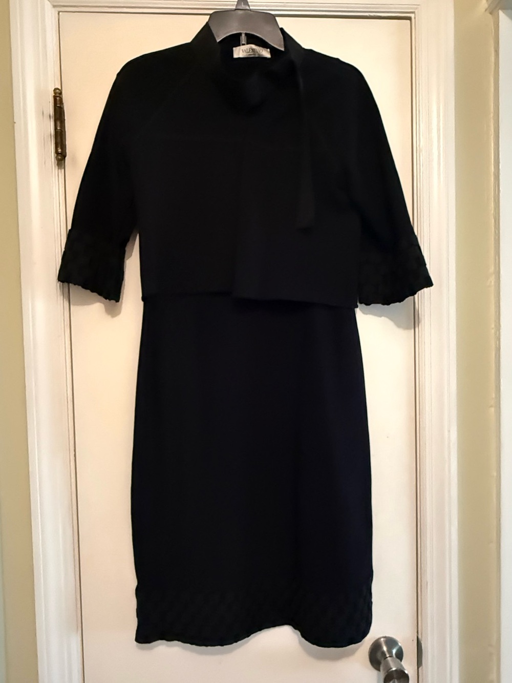 Valentino Black Midi Dress with Cropped Overlay